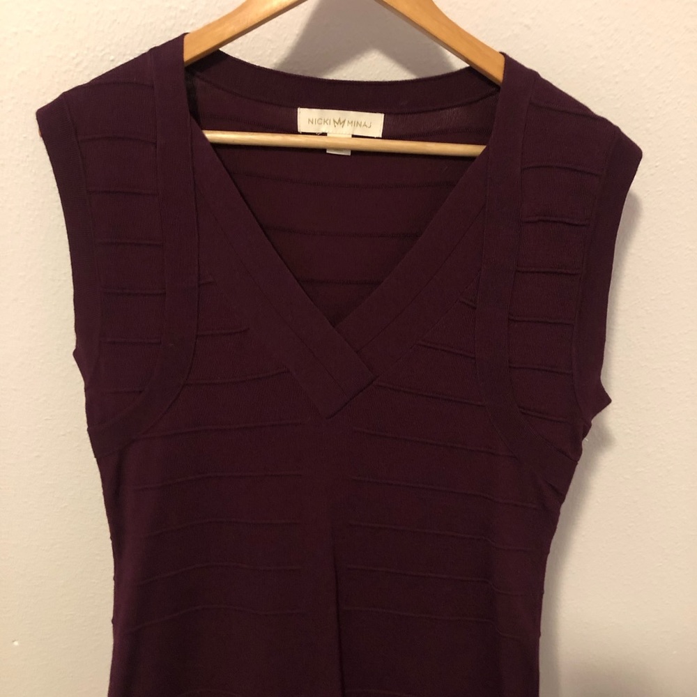 Ribbed+Knit+Burgundy+BodyCon+Mini